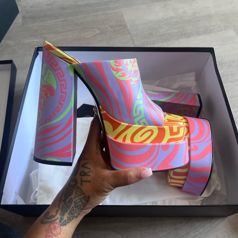 VERSACE 'Medusa Music' Platform Mules Sz. 7